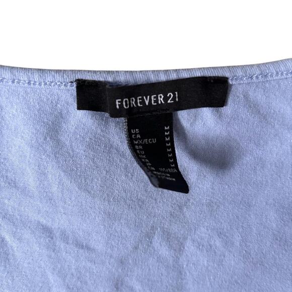 Forever 21 Baby Blue Long-Sleeve Top - Scoop Neck, Ruffled Peplum, Y2K Style - Picture 5 of 5